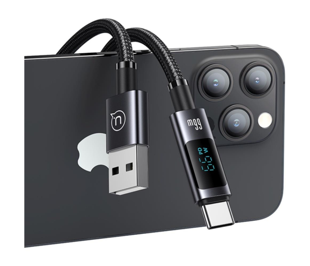 USAMS Kabel 66W 6A Fast Charging USB-C do USB-A 1,2m stalowy - 1569022 - zdjęcie 3